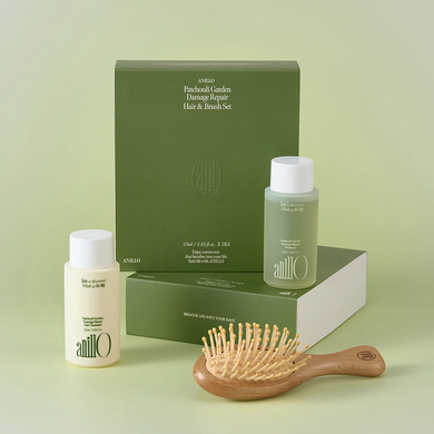 Набір для волосся ANILLO Patchouli Garden Damage Repair Hair and Brush Set, 55ml*2, міні щітка