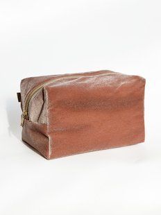 Косметичка середня велюр рожева
